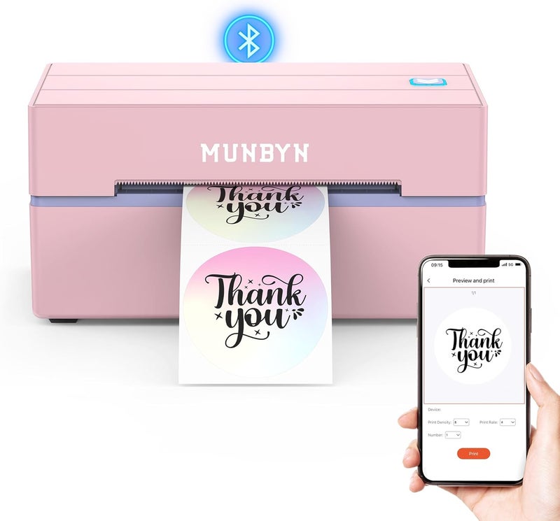 MUNBYN Bluetooth Thermal Label Printer, 130B Wireless 4x6 Shipping Label Printer for Shipping Packages Small Business Office or Home, Compatible with iPhone Android iPad Windows macOS Chrome Etsy eBay - Image 1